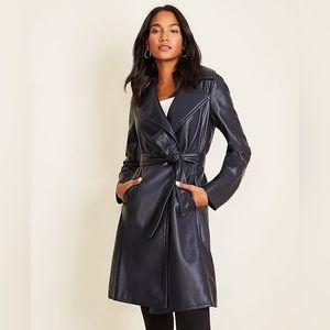 NWT Ann Taylor faux leather trench coat XSP